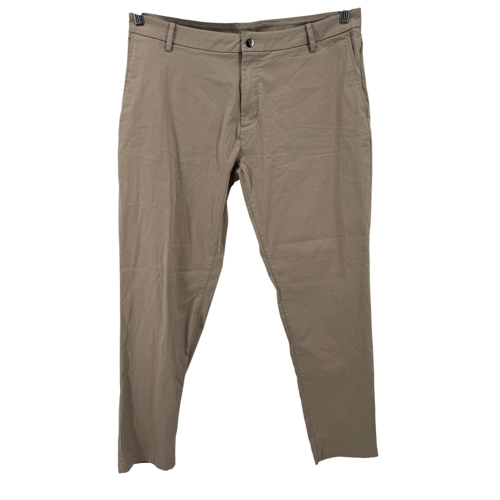Bird Dogs Men Performance Chino Pants Size 38x32 lined Beige Golf Stretch Zip‎